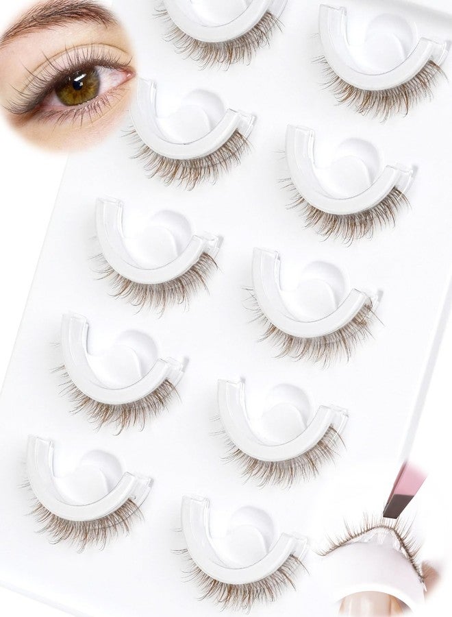 EMEDA Brown Self Adhesive Glueless Lashes - False Eyelashes Waterproof Natural Pre-glued Easy Eyelashes for Beginners Fake Lashes Press on Lashes Strips by EMEDA(Brown 863) - Image 1